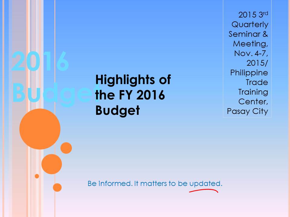 2016 Budget Pagba
